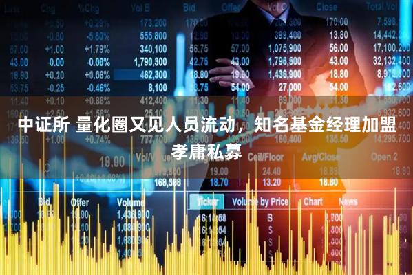 中证所 量化圈又见人员流动，知名基金经理加盟孝庸私募