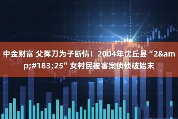 中金财富 父挥刀为子断情！2004年沈丘县“2&#183;25”女村民被害案侦侦破始末