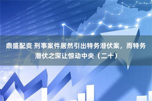鼎盛配资 刑事案件居然引出特务潜伏案，而特务潜伏之深让惊动中央（二十）