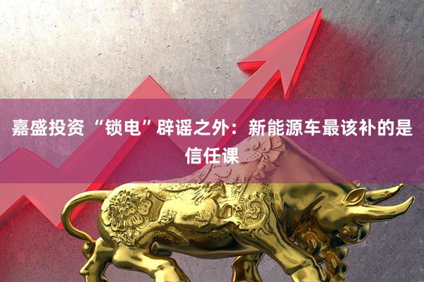 嘉盛投资 “锁电”辟谣之外：新能源车最该补的是信任课